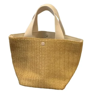 Women Handmade Large Capacity Straw Beach Bag Summer Bohemian Canvas Straw Tote Bag for Women