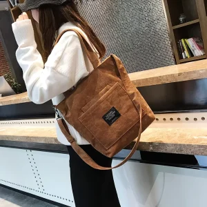 Women Lady Crossbody Bag Corduroy Vintage Messenger Bags with Adjustable Shoulder Strap All Seasons
