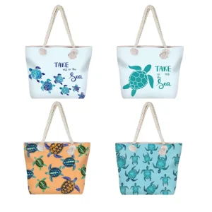 Women Large Capacity Canvas Beach Travel Sea Turtle Tote Bag