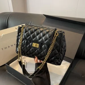 Women Large Capacity New Style Fashionable Autumn Winter Shoulder Crossbody Premium Texture Quilted Design Chain Bag