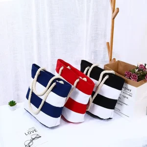Women Summer Canvas Tote Bag Ladies Print Green Leaves Canvas Tote Large Waterproof Beach Bag