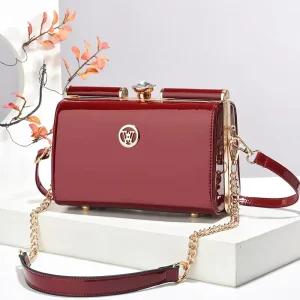 Women Summer Fashion Stylish Lacquer Finish Shiny Diamond encrusted Lock Pillow Type New Model Daily PU Crossbody Shoulder