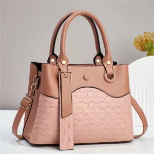 Women’s Casual Three Strap Bucket Tote Bag Zipper Closure Large Capacity Polyester Lining Stitched Luxury Design Travel Ready