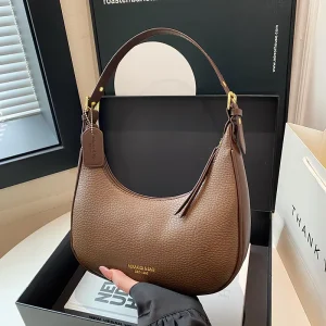 Women’s Crescent Hobo Bag Underarm Shoulder Bag PU Leather Large Capacity Half-Moon Handbags for Women