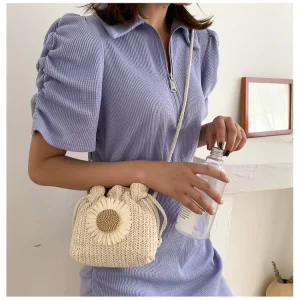 Women’s Crossbody Bag Woven Straw Fashionable Cute Ins Girl’s Shoulder Crossbody Bag