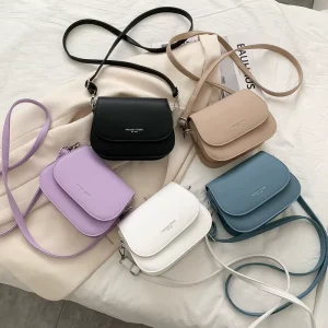 Women’s Crossbody Saddle Bag Trendy Summer Style Simple Fashion PU Material Single Shoulder Small Bag
