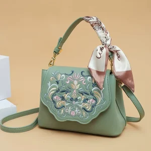 Womens Crossbody Shoulder Bag High End Design Fashionable Retro Artistic Chinese Style Embroidered Single Strap Zip