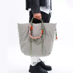 Women’s Custom Logo Large Water Resistant Weekender Nylon Puffer Cloud Shoulder Tote Bag Puffy Crossbody Handbag