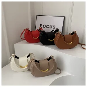 Women’s Diagonal Crossbody Bag Large Capacity Adjustable Strap Button Closure PU