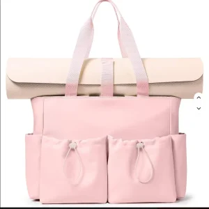 Women’s Eco-Friendly Polyester Gym Tote Bag Geometric Lightweight Foldable Zipper Adjustable Shoulder Strap