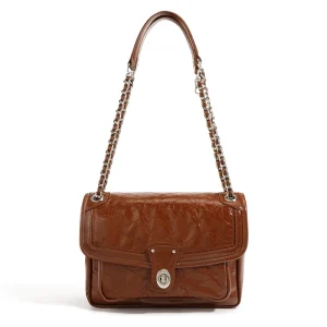 Women’s Fashion High-End Genuine Leather Cowhide Quilted Chain Crossbody Messenger Bag Cover Single Shoulder Strap Polyester