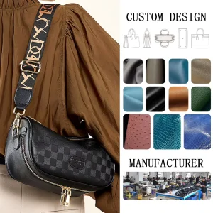 Women’s Fashion Luxury Genuine Leather Zipper Portable Messenger Armpit Shoulder Pillow Bag Solid Pattern Cross Body Strap 20L