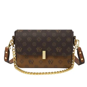Women’s Fashionable PU Messenger Bag Classic Small Square Design Geometric Patterns Durable Convenient Carry Featuring Chains