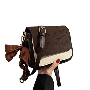 Women’s Frosted Flap Messenger Bag with Polyester Lining Small Square Shoulder Bag for Spring Summer