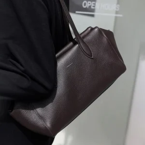 Women’s Genuine Leather Boston Bowling Shoulder Bag Fashionable Two Zipper
