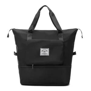 Women’s High Capacity Waterproof Nylon Travel Bag Foldable Portable Fitness Gear Fashionable Zipper Closure Made Oxford Material
