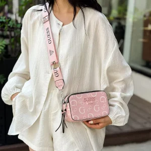 Women’s High end Light Luxury Small Square Bag Letter Printing PU Material Zipper Closure Single Strap Polyester