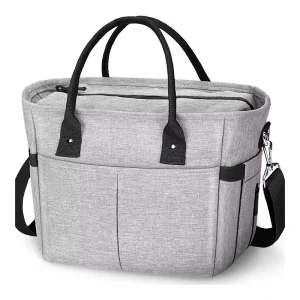 Women’s Insulated Polyester Lunch Bag for Nurses Soft Cooler Bag with Compartments Adjustable Strap Zipper Closure Picnic Cooler