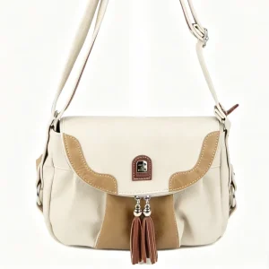 Women’s Leather Crossbody Bag Tassel Flap Soft PU Leather Shoulder Bag Beige Messenger Bag for Women Daily Travel