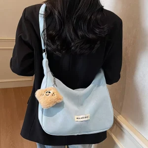 Women’s Messenger Bag New Style PU Zipper Closure Large Capacity Foldable Crossbody Bag for Student Party Spring