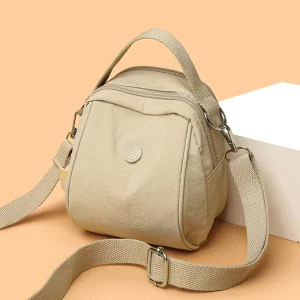 Women’s Messenger Bag Pure Color Nylon Fabric Zipper Closure Can Be Worn As a Messenger Bag or Handbag