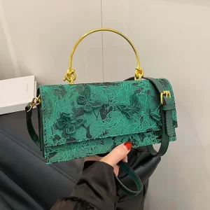 Women’s Metal Top Handle Butterfly Decoration Square Crossbody Shoulder Purses with Polyester Lining Fashion Style Handbags