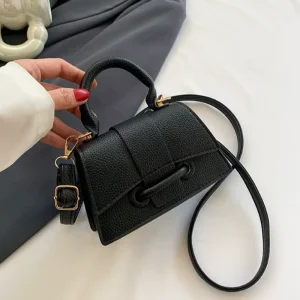 Women’s Mini PU Leather Crossbody Shoulder Bag New Fashion Square Design with Polyester Lining Waterproof Single Strap
