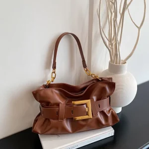 Women’s New Korean Vintage Fashion PU Pleated Cloud Bag Large Capacity Soft Shoulder Crossbody Single