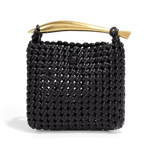 Women’s New Vintage Small Square Sardine Handbag PU Woven Heavy Design Hand Handled Shoulder Messenger Bag Fashionable Lady’s
