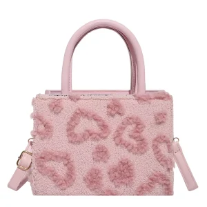 Women’s PU Plush Embroidery Fashion Hand Held Small Square Crossbody Bag Zipper High End All Match