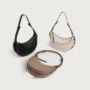Womens PU Under-Arm Saddle Commute Crossbody Shoulder Bag Versatile Fashionable Spring Small Size