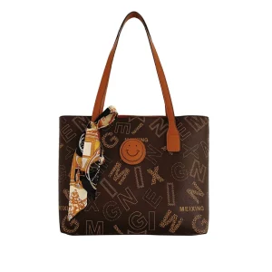 Women’s Polyester Single Strap Shoulder Bag Fashionable Letter Pattern Waterproof Zipper Closure Handbag Set