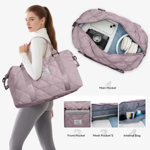 Women’s Polyester Travel Sports Tote Gym Duffel Bag Weekender Shoulder Overnight Carry-On Bag