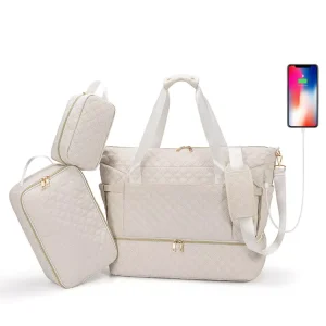 Women’s Portable Mommy Bag Set Baby Mom Diaper Travel Makeup Shoulder Bag Fitness Gym Tote Handbag Shoes Holder