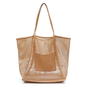 Womens Shoulder Handbag Beach Bag Plastic Mesh Beach Tote