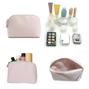 Women’s Simple Cosmetic Zipper Pouch Luxury Faux Leather Makeup Bag Candy Color Custom Promotion Gift Fashionable Style Made PU