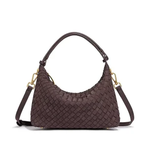 Women’s Single Fashion-Forward Autumn Shoulder Handbag Cross-Border Matte Woven Geometric Design Waterproof PU