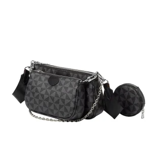 Women’s Small Shoulder Bag Set with Long Chains, 3 Pieces