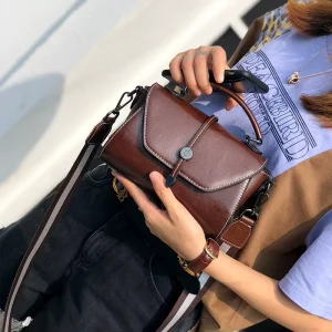 Women’s Soft Genuine Leather Flap Handbags Two Straps White Casual Wallet Messenger Bags