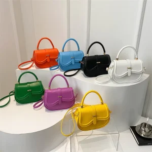 Women’s Spring Crossbody Shoulder Bag Korean Western Style Simple Small Square Design Single Strap Button