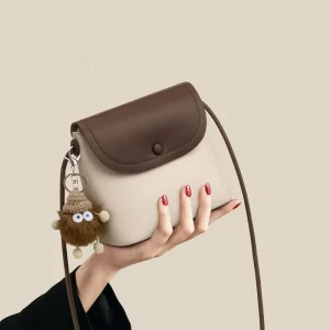 Women’s Spring Summer Single Strap PU Small Size Shoulder Crossbody Commuting Phone Bag Fashionable Stitching