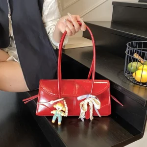 Women’s Summer New Fashion PU Medium Tote Bag Large capacity Single shoulder Retro Soft Surface Handbag