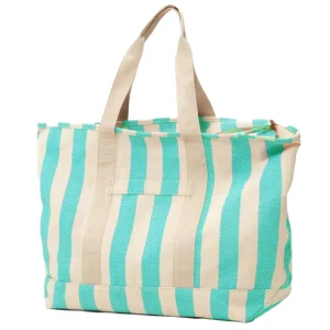 Women’s Summer Vibes Tote Bag Zipper Closure Striped Design for Beach Travel or Daily Use Great Gift Idea