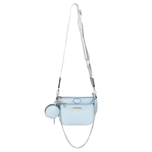 Women’s Three Piece Set Geometric Shoulder Crossbody Bag Zipper PU Material Mother-Daughter Messenger Bags Chain