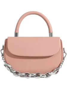 Women’s Vintage Fashion Shoulder Bag with PU Material and Metal Chain Trendy Design