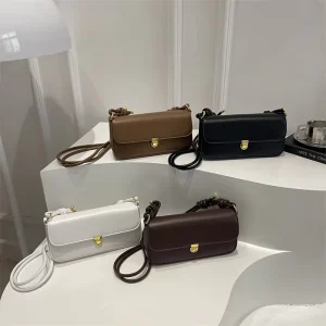 Women’s Vintage PU Leather Shoulder Bag Flip Lock Designer Handbag Knotted Strap Crossbody Purse for Daily Casual