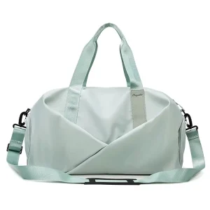 Women’s Water Resistant Gym Bag Logo Print Independent Shoe Compartment Wet Dry Separation Yoga Swimming Gear Oxford Polyester
