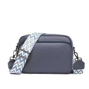 Women’s Waterproof Messenger Bag with Wide Woven Strap Zipper Closure & Phone Compartment
