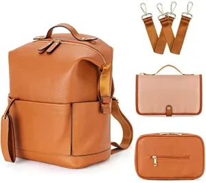 Women’s Waterproof Polyester Diaper Bag Backpack PU Leather
