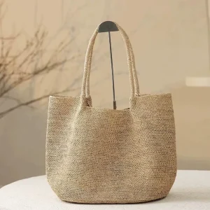 Woven Bag Tote Bag Custom Braided Material Fashion Design Durable Lightweight Summer Bag for Women Travel
